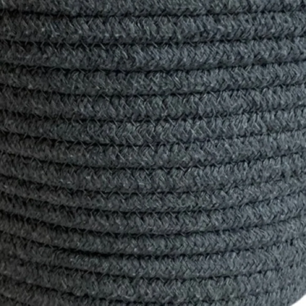Small Round Rope Storage Basket w/ Handles Dark Grey 9